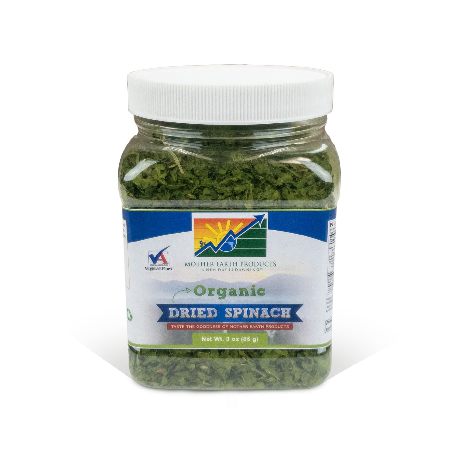 Organic Dried Spinach Quart Jar